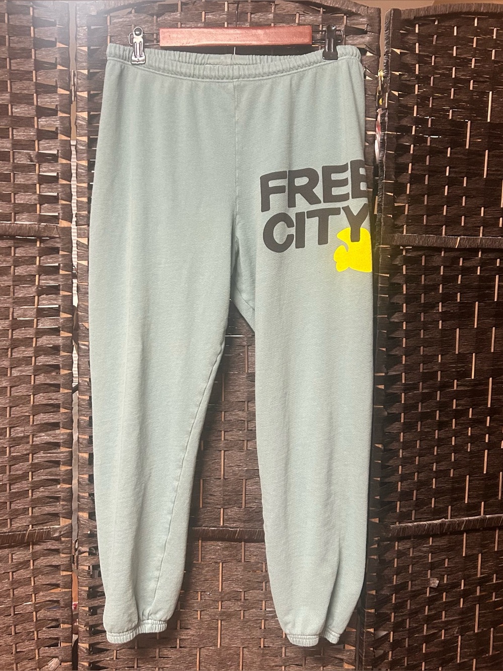 FreeCity greenish blue cotton joggers size medium
